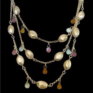 Elegant Sterling Silver Faceted Gemstone Beaded Necklace